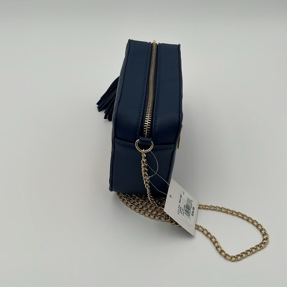 Olive Miller Heart Eye Smily Face Emoji Crossbody Bag Blue Yellow Gold - Picture 3 of 6